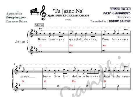 tu jaane na chords